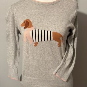 Lands' End Gray Sweater with Dachshund Design